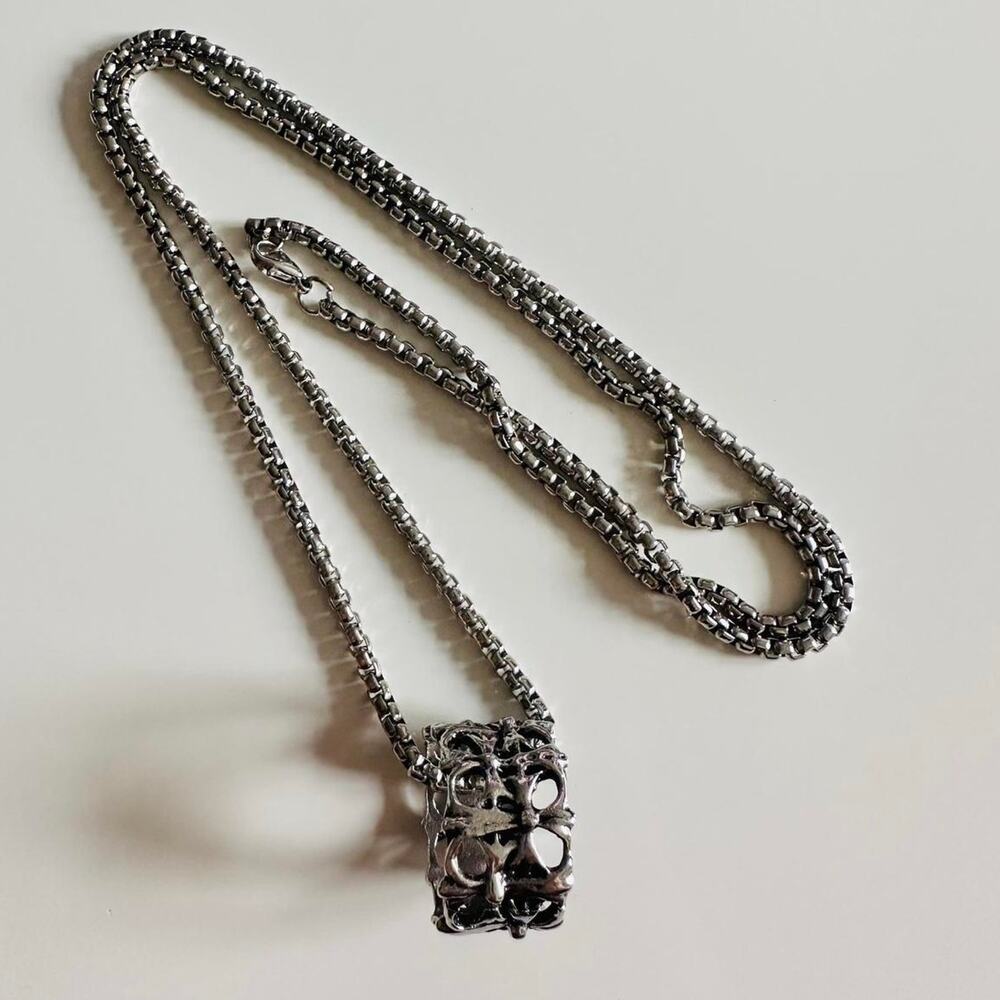 Ch style silver ring pendant necklace 70cm